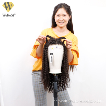 Wholesale Cambodian Raw Curly Hair Wig Vendor, 150% 180% Density 5x5 Transparent Lace Closure Human Hair Wigs For Black Women